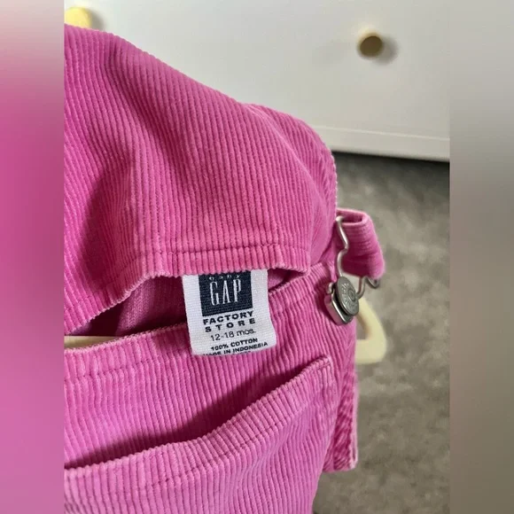 GAP Baby Girls’ Pink Corduroy Overall Jumper Dress 100% Cotton 12-18 Months - Picture 4 of 4